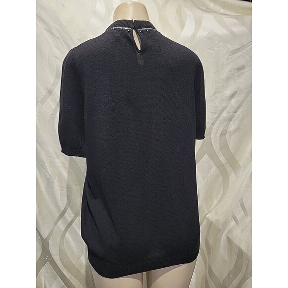 Marc Jacobs Vintage Black Studded Crew Neck Punk Alternative Cashmere Sweater - Picture 4 of 5